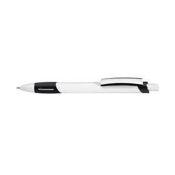 Химикалка „Stripe“, бяла с цветна зона за захващане и клип