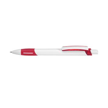 Химикалка „Stripe“, бяла с цветна зона за захващане и клип