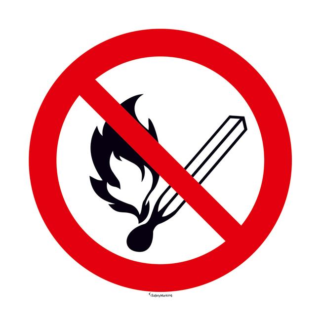 Табела “Паленето на открит огън и пушенето са забранени”, кръгла