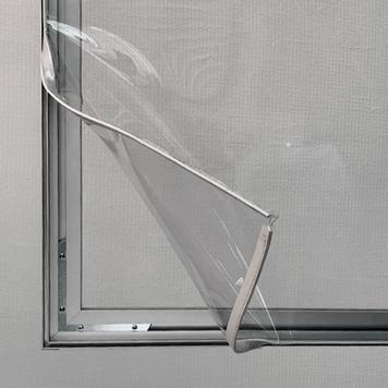 Алуминиева преграда със стреч рамка и прозрачен банер