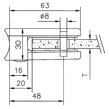 Стъклена скоба за монтаж на тръби от 48.3-50.8 mmо/6,8 и 10 mm