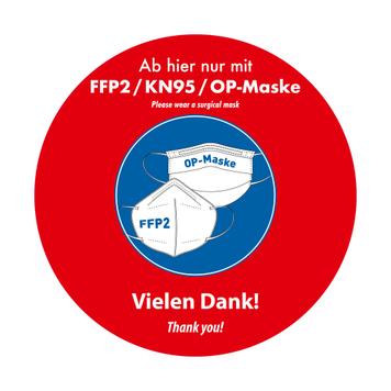 Стикер за стъкло "Носете FFP2 / KN95 / медицинска маска"
